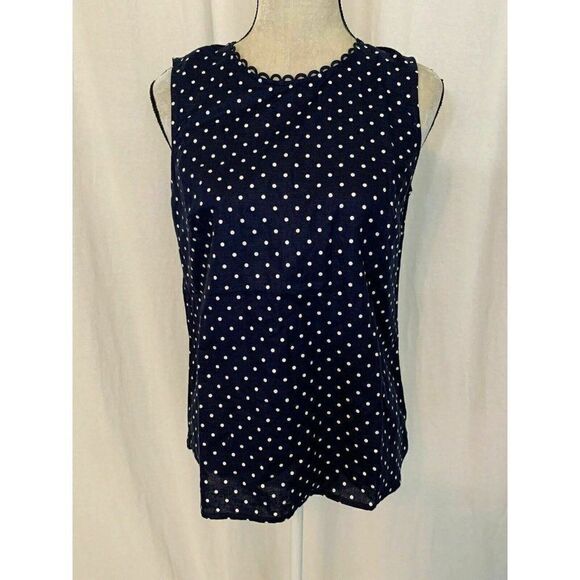 J Crew New Polka Dot linen tank top - Picture 2 of 7